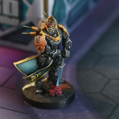 Infinity miniatures on the table