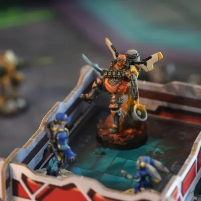Infinity miniatures on the table